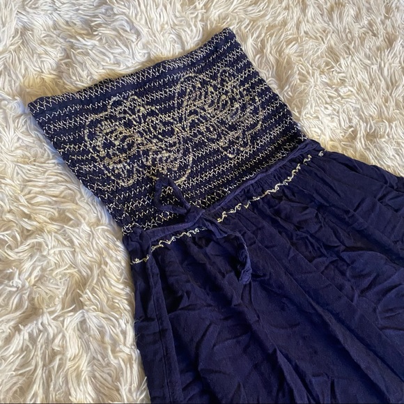 Dark blue hippie style long flowy dress - Picture 5 of 5